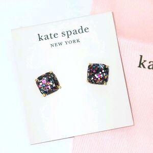 KATE SPADE NEW YORK Earrings Square Glitter Studs Multi-Color Confetti NEW NWT